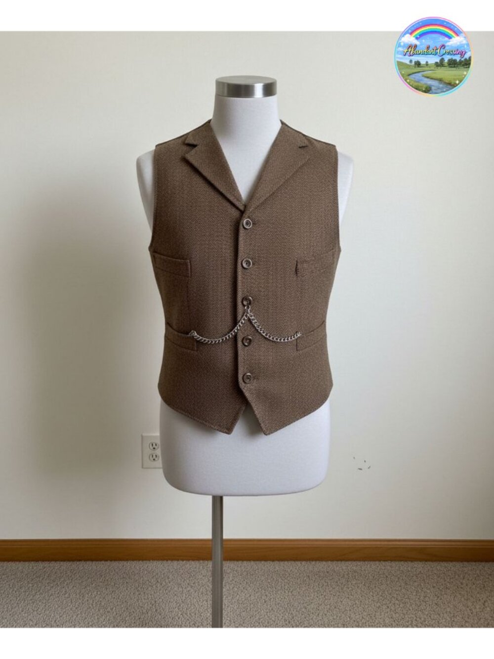 Mens Herringbone Tweed Wool Blend Vest Waistcoat Retro V-Neck for Prom